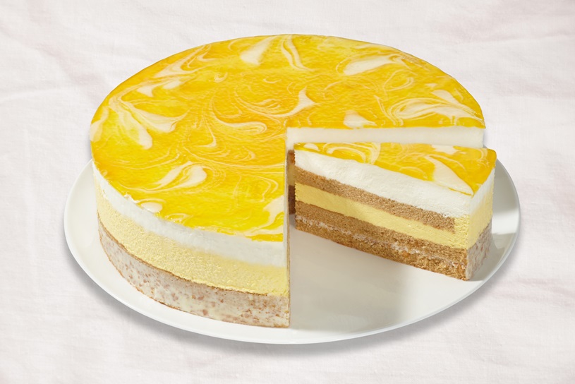 Pastel Crujiente de Yogur y Mango